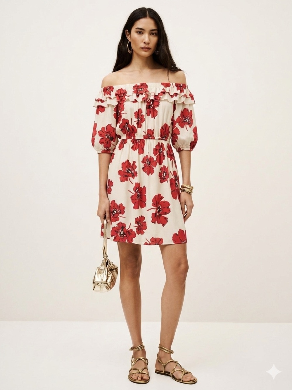 Ba&sh Kiara Floral Mini Dress Poppy Size S